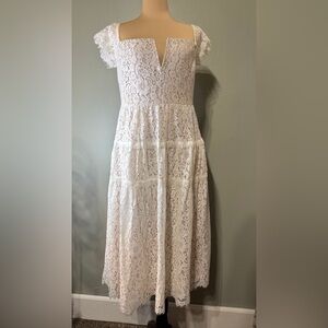 Lulu's White Lace Midi Dress